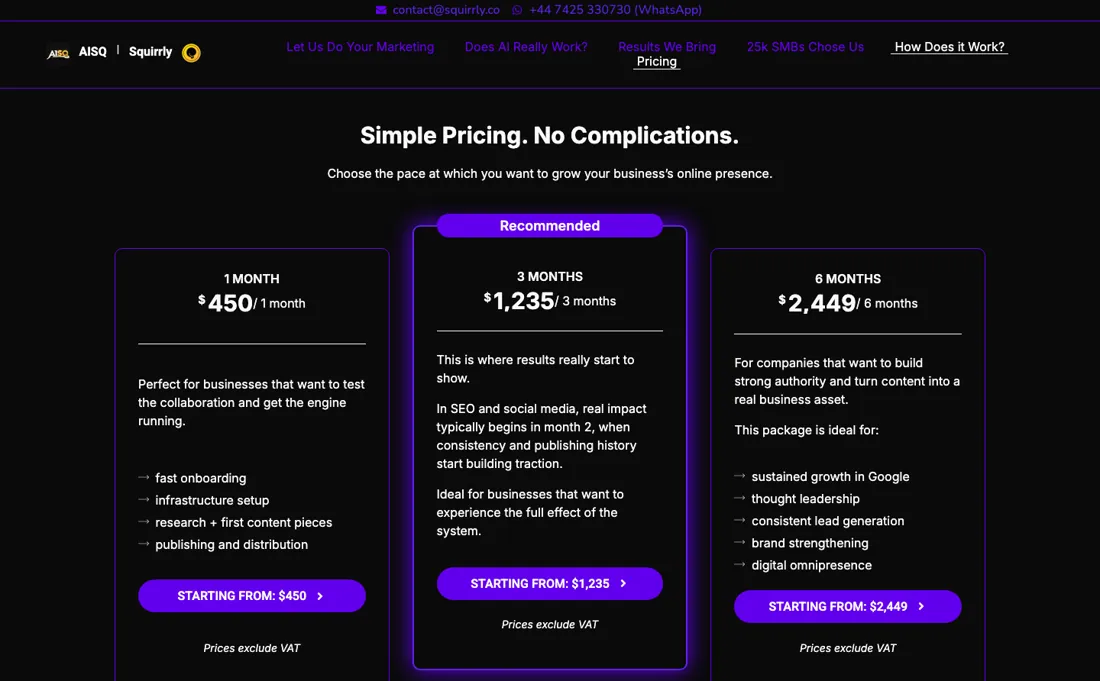 AISQ pricing page