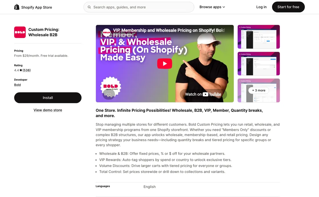 Bold Custom Pricing pricing page