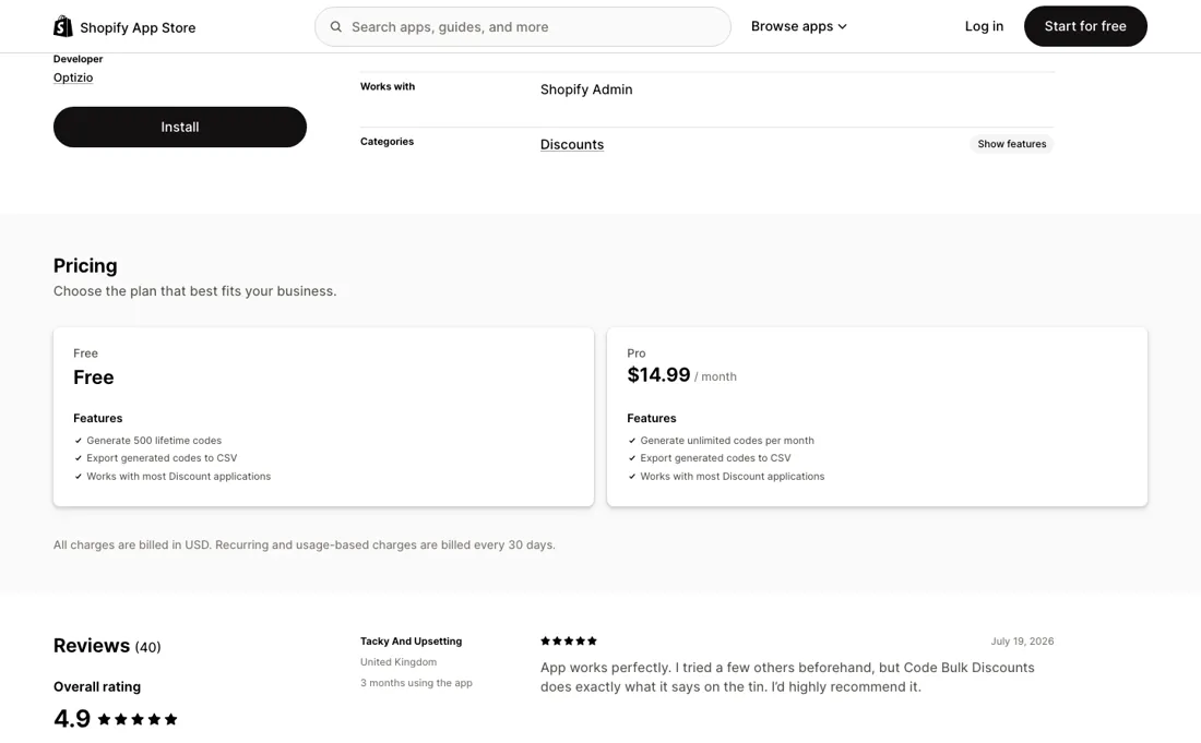 Code Bulk Discounts pricing page