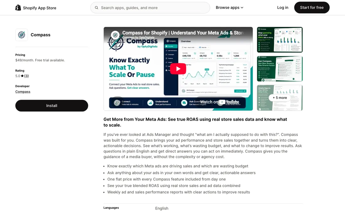 Compass pricing page