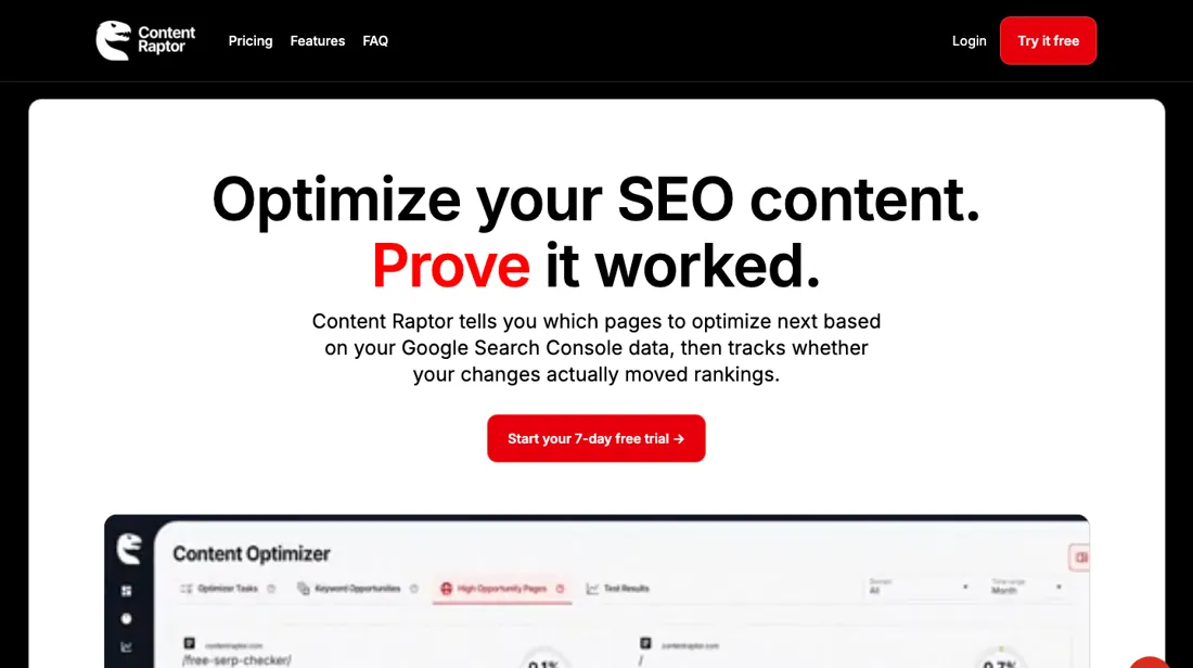 Content Raptor product