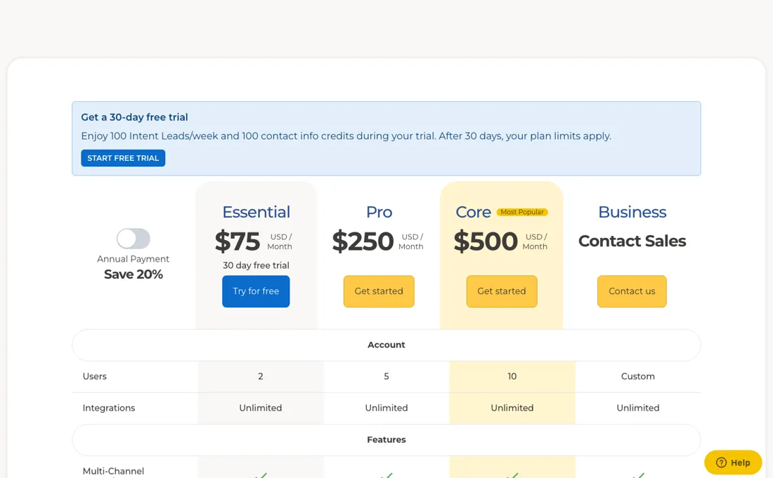 Diginius pricing page