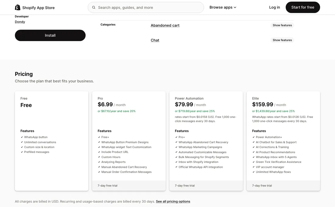 Dondy pricing page