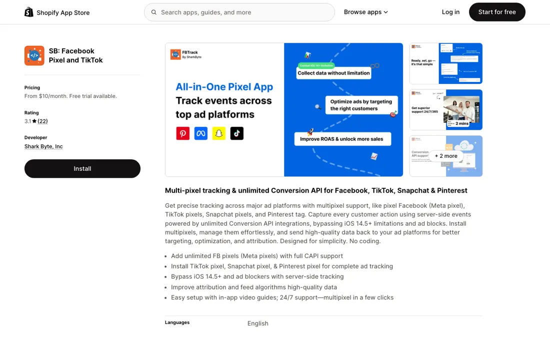 FBtrack pricing page