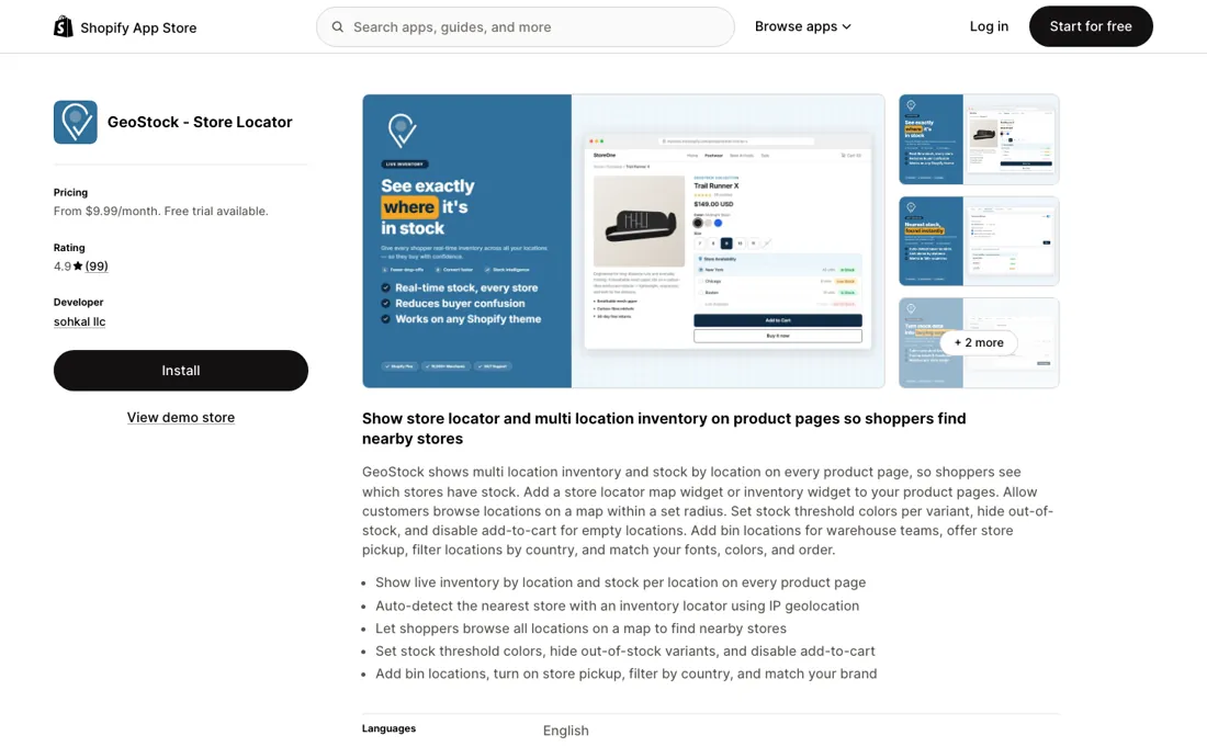 GeoStock pricing page