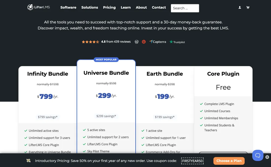 LifterLMS pricing page