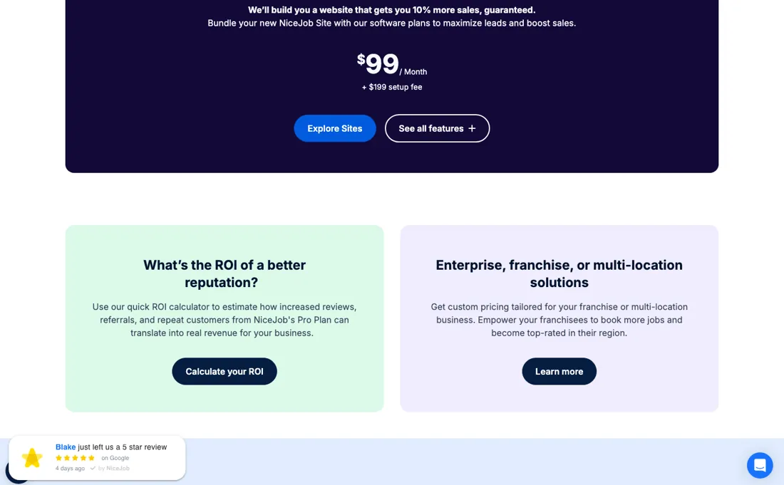 NiceJob pricing page