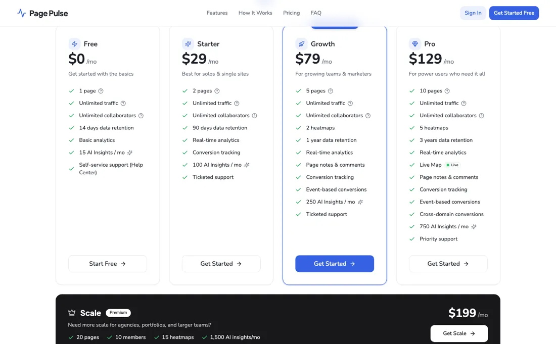 PagePulse pricing page